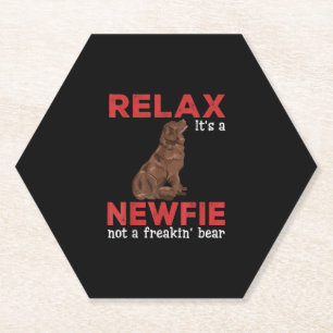 Relax its a newfie Cute newfoundland dog Paper Coaster