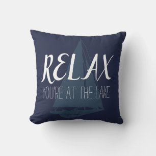 Relax Lake Boat Silhouette Cushion