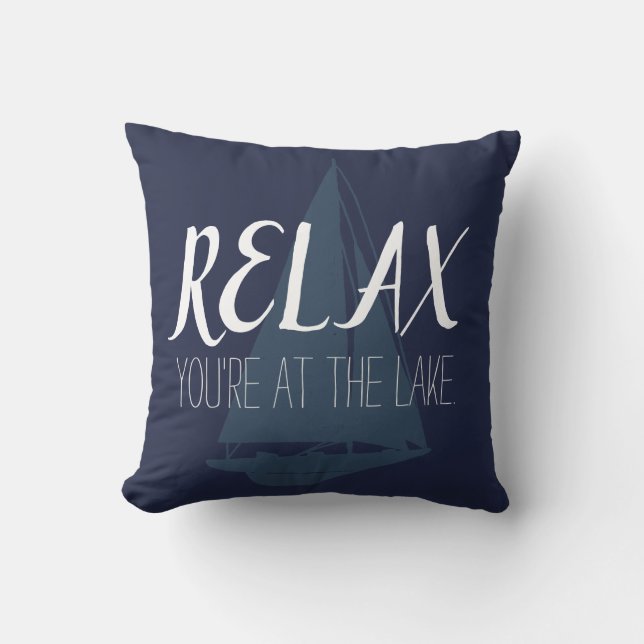 Relax Lake Boat Silhouette Cushion (Front)