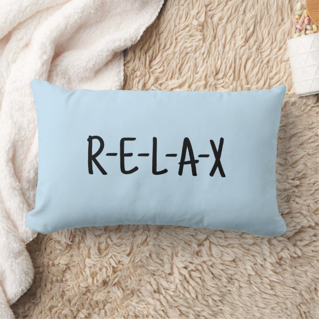 Relax Light Blue Throw Pillow with Black Script    (Blanket)