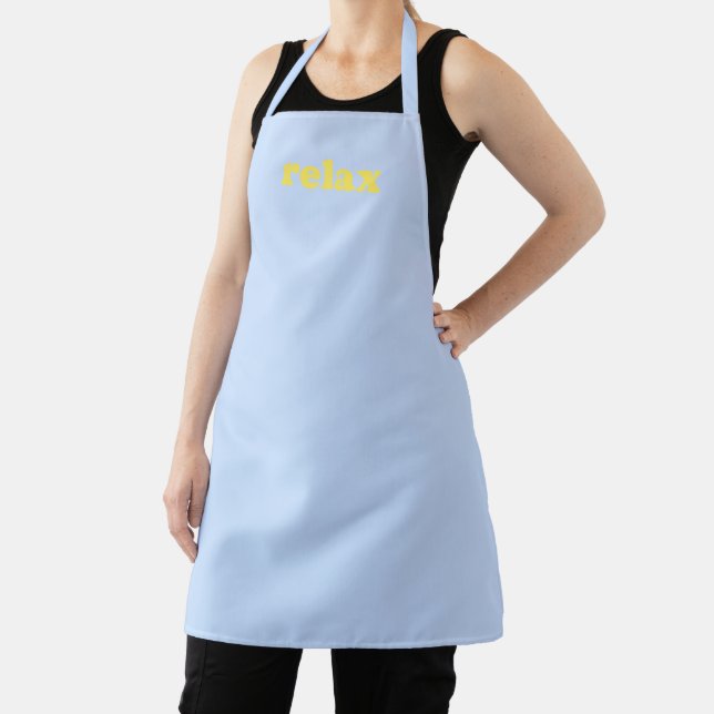 Relax light blue yellow modern typography funny apron (Insitu)