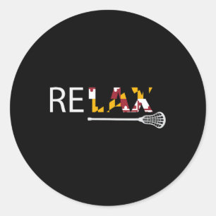 Relax Maryland Flag Lacrosse Lax Stick Mens Women Classic Round Sticker