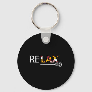 Relax Maryland Flag Lacrosse Lax Stick Mens Women  Key Ring