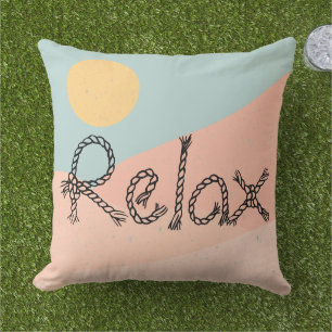 Relax modern cute colourful pink blue sun text chi cushion