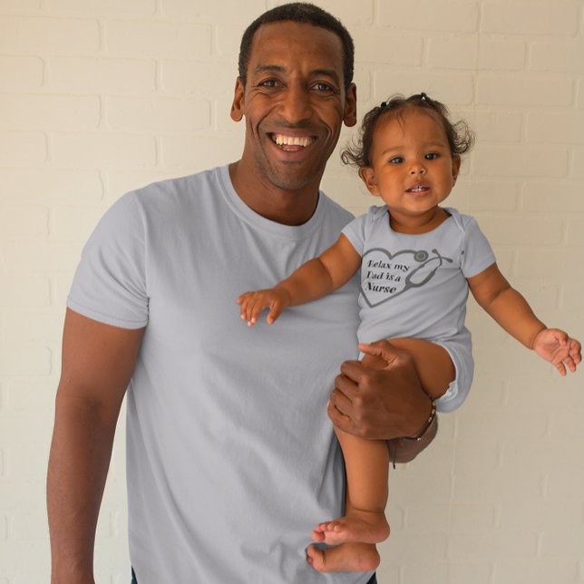 Relax My Dad Is A Nurse Heart Stethoscope Love Baby Bodysuit (Creator Uploaded)
