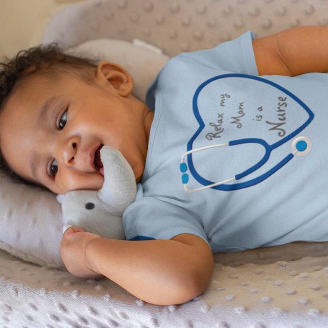 Relax My Mom Is A Nurse Heart Stethoscope Love  Baby Bodysuit (Creator Uploaded)