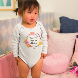 Relax My Mum Is A Nurse Floral Stethoscope Baby Bodysuit