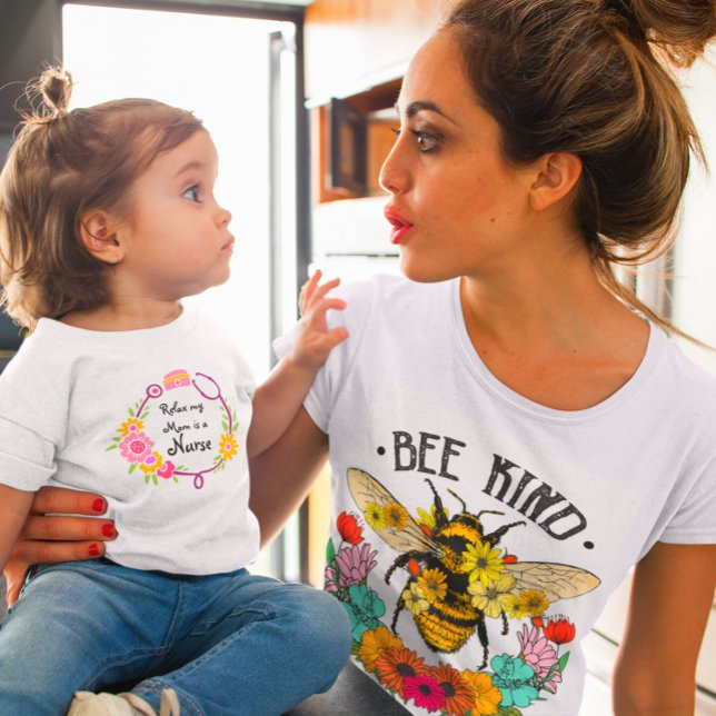 Relax My Mum Is A Nurse Floral Stethoscope  Baby T-Shirt (Creator Uploaded)