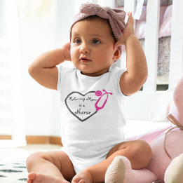 Relax My Mum Is A Nurse Heart Stethoscope Girl Baby Bodysuit