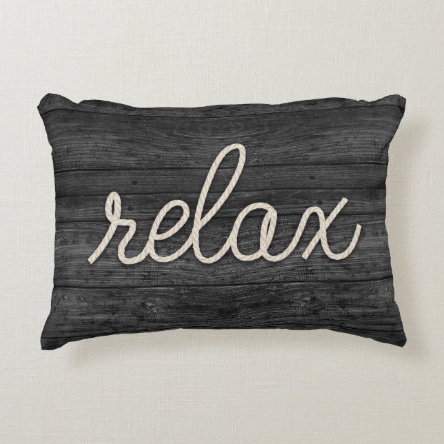 Relax Nautical Rope Text Decorative Cushion (Front)