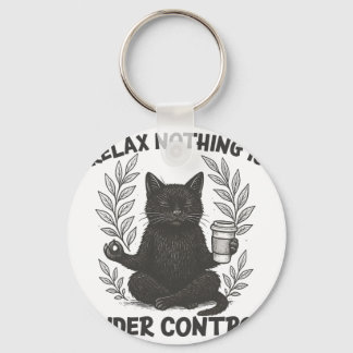 Relax Nothing Is Under Control Funny Sarcastic Cat Key Ring