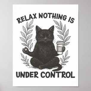 Relax Nothing Is Under Control Funny Sarcastic Cat Poster