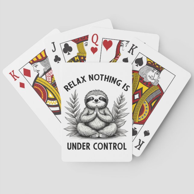 Relax Nothing Is Under Control Funny Sloth Yoga Playing Cards (Back)