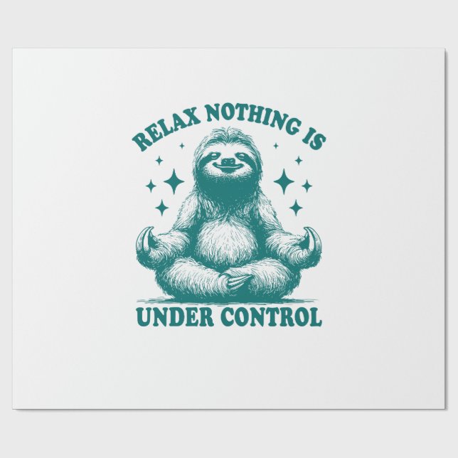 Relax Nothing Is Under Control Sloth Yoga Wrapping Paper (Flat)