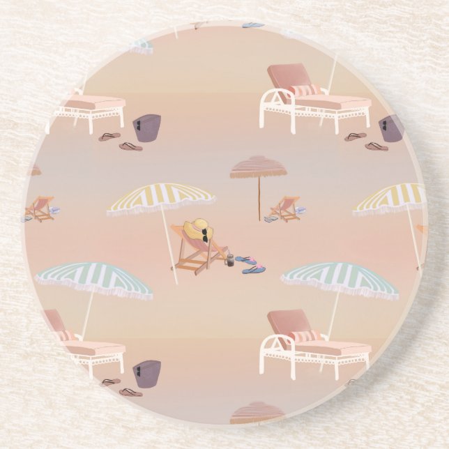 Relax On the Sandy Pastel Beach Coaster (Front)