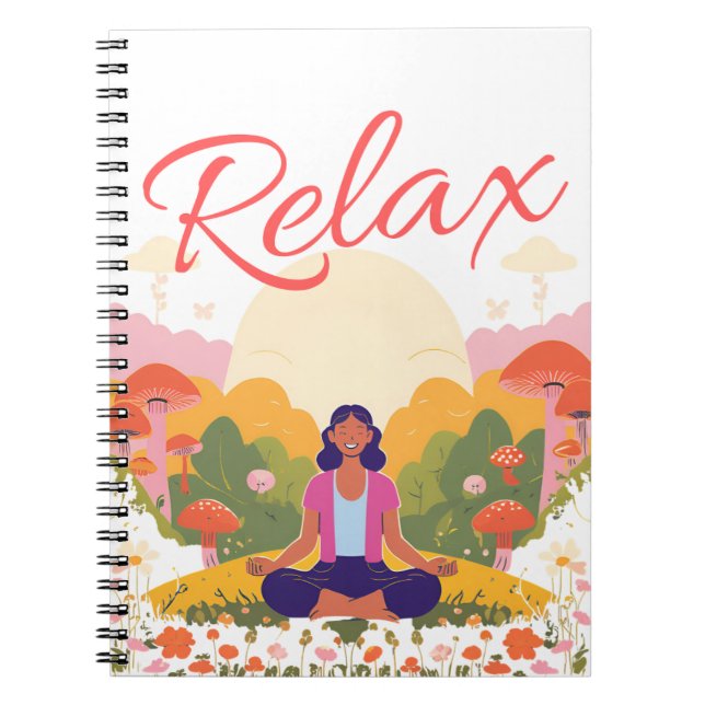 Relax Peace Calm Mushroom Blank Notebook  (Front)