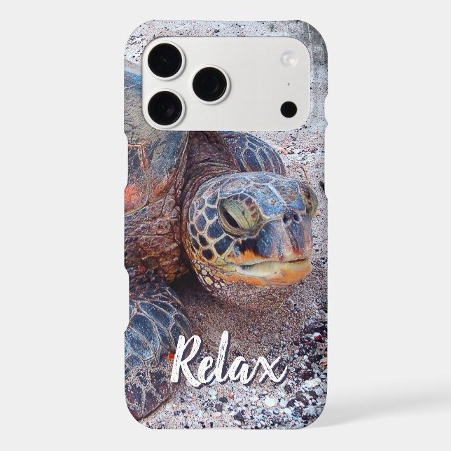 Relax Quote Hawaii Honu Sea Turtle Close-up Photo (Back)