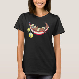 Relax Racoon On Hammock Street Cat Summer Vibes T-Shirt