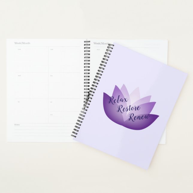 Relax Release Renew Purple Lotus Flower  Planner (Display)