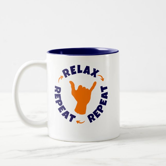 Relax. Repeat. Repeat. Two-Tone Coffee Mug (Left)