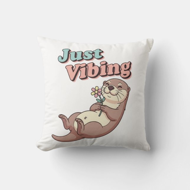 Relax Retro Otter Square Comfort Pillow (Front)
