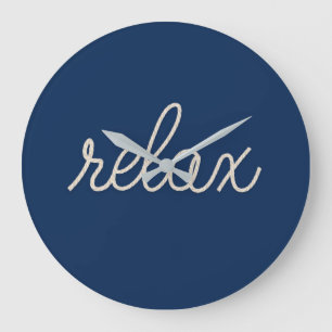 RELAX Rope Text On Blue Large Clock