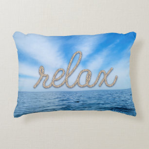 Relax Rope Text on Water Decorative Cushion