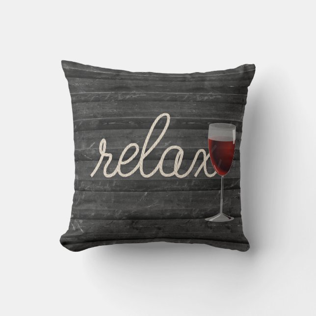 Relax rope text on wood with wine glass cushion (Front)
