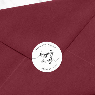 Relax Script Happily Ever After Wedding Favour Classic Round Sticker