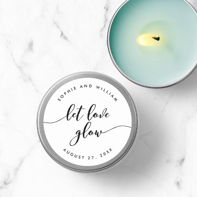 Relax Script Let Love Glow Wedding Favor Classic Round Sticker (Creator Uploaded)