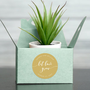Relax Script Let Love Grow Editable Colour Wedding Classic Round Sticker