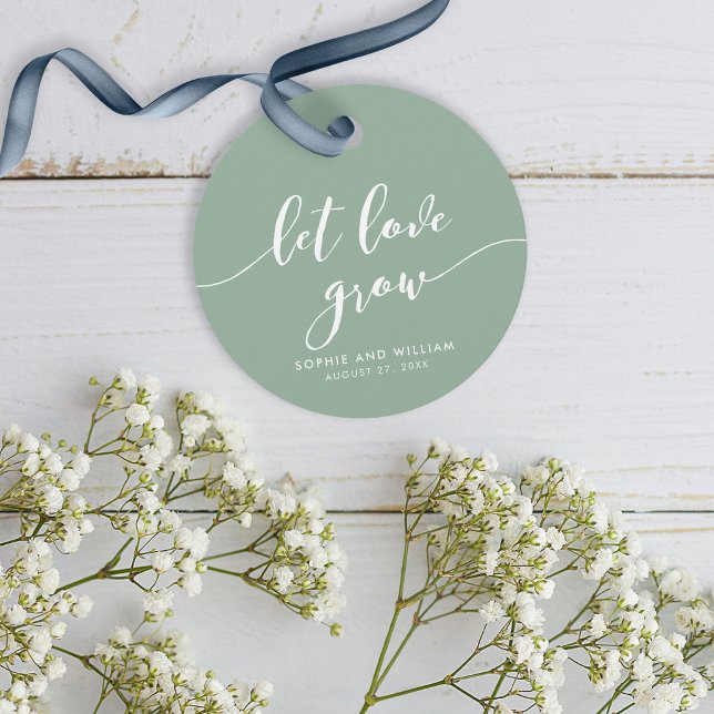 Relax Script Let Love Grow Editable Colour Wedding Favour Tags (Creator Uploaded)