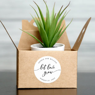 Relax Script Let Love Grow Wedding Favour Classic Round Sticker