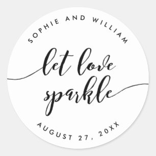 Relax Script Let Love Sparkle Wedding Favour Classic Round Sticker