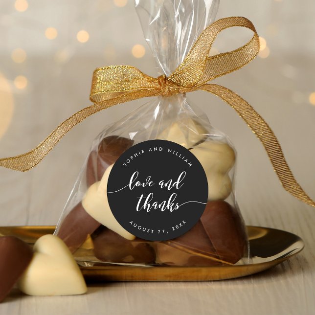 Relax Script Love and Thanks Custom Colour Wedding Classic Round Sticker (Creator Uploaded)