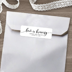 Relax Script Love is Brewing Wedding Favour Label Return Address Label