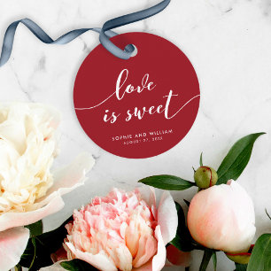 Relax Script Love is Sweet Custom Colour Wedding Favour Tags
