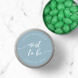 Relax Script Mint to Be Editable Colour Wedding Classic Round Sticker<br><div class="desc">Wedding sticker featuring the words "mint to be" in a relax cursive script in white against an editable background colour (click customise to access). Personalise it by replacing the placeholder text. For more options such as to change the font and it's size/colour, expand /contract curve or the spacing between letters...</div>