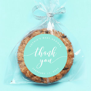 Relax Script Thank You Pastel Mint  Classic Round Sticker