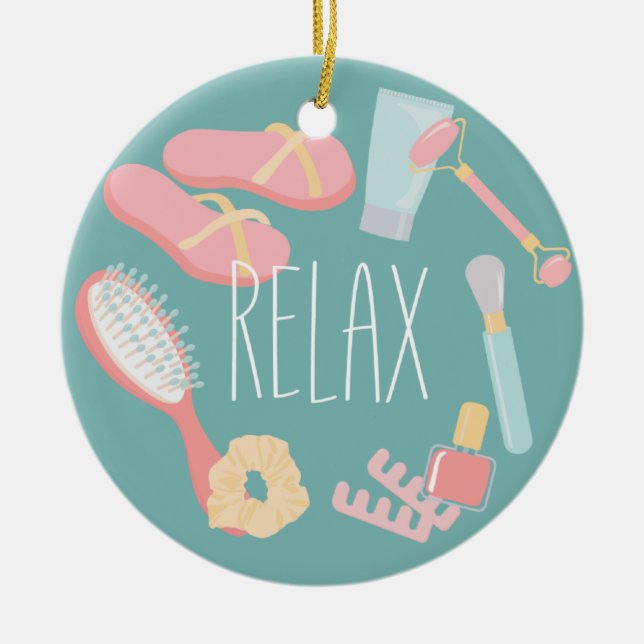 Relax Spa things round Classic Ceramic Ornament (Front)