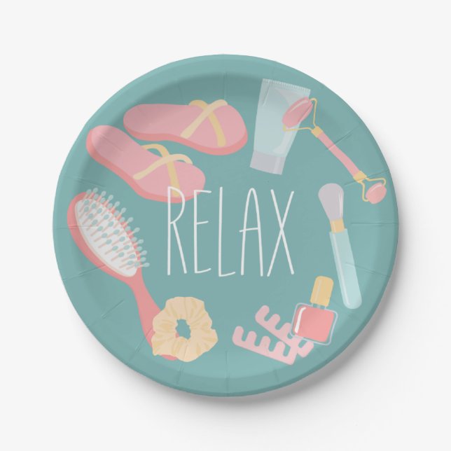 Relax Spa things round  Paper Plate (Front)