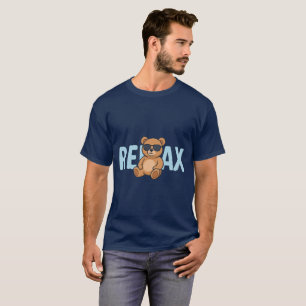 Relax Teddy Bear with Sunglasses Cartoon Design T-Shirt
