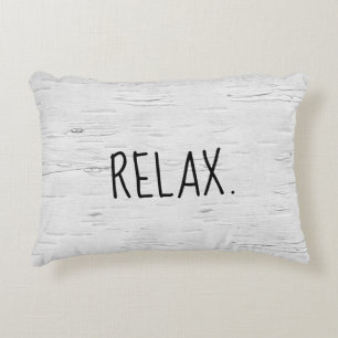 RELAX Text On Birch Tree Accent Pillow