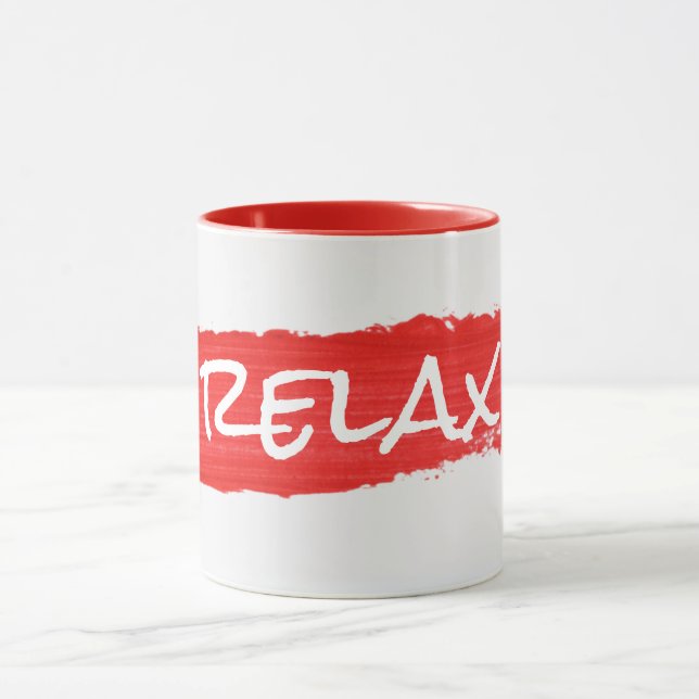 RELAX Text On Red Paint  Mug (Center)
