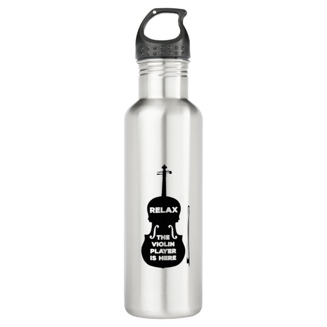 Relax The Violin Player is Here 710 Ml Water Bottle (Front)