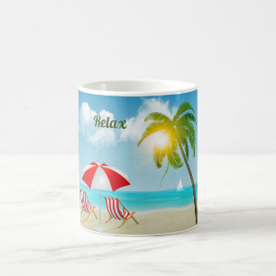 Relax Tropical Beach Chairs Coffee Mug