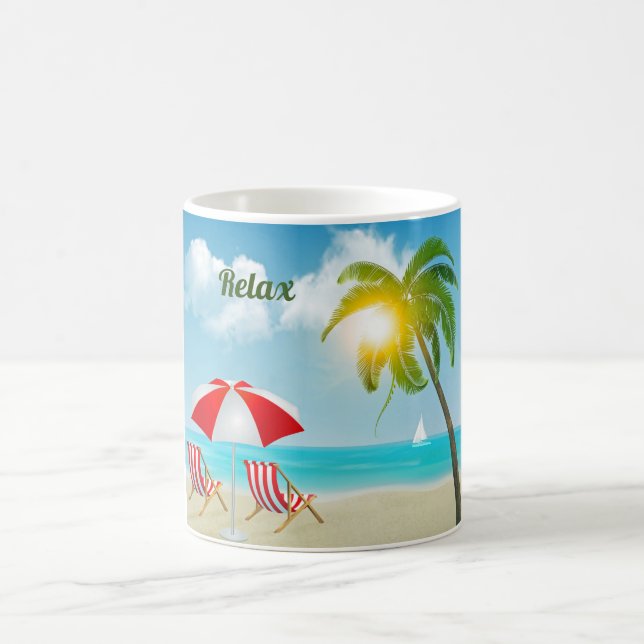 Relax Tropical Beach Chairs Coffee Mug (Center)