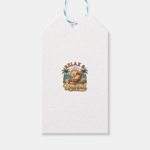 Relax & Unwind Beach Cat Vintage Engraving Design_ Gift Tags