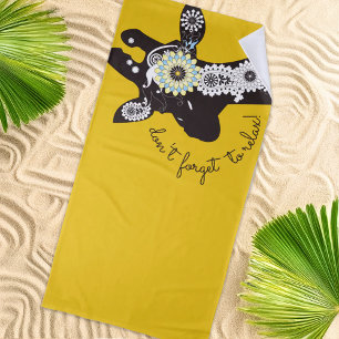 Relax - Yellow Funky Funny Giraffe Beach Towel