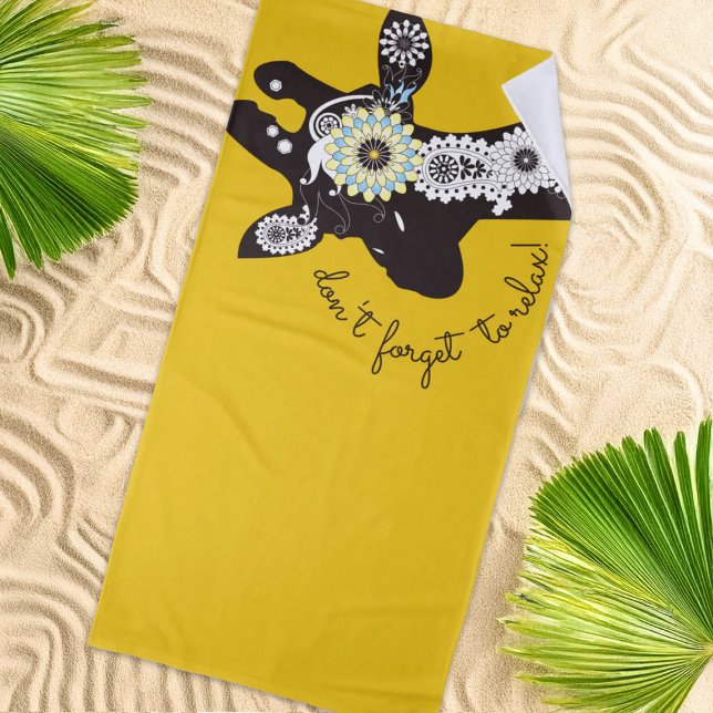 Relax - Yellow Funky Funny Giraffe Beach Towel (Creator Uploaded)